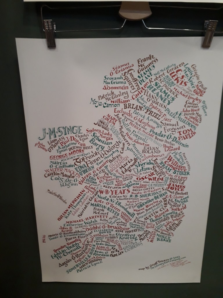 Literary map of Ireland poster 8 euro